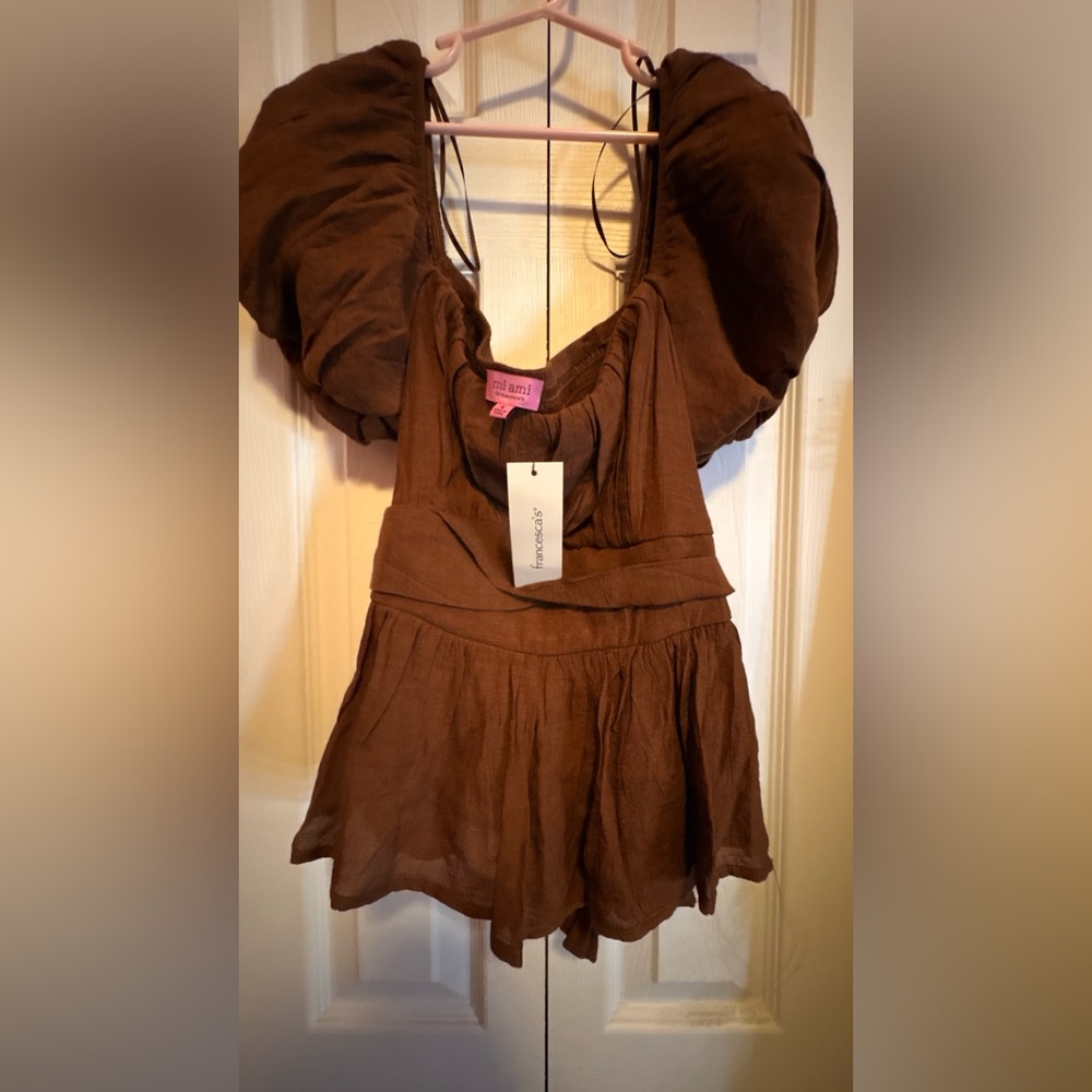 Francesca's Collections Rich Brown Cowl Neck Dress